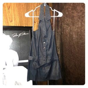Guess Denim Backless Collard Dress
